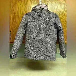 Youth girls Columbia coat with hood pink/black